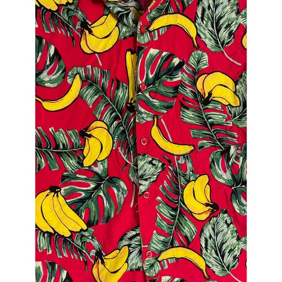 Good Vibes Banana Hawaiian Shirt Men’s M Red Tropical Fruit Button Up Aloha - Picture 5 of 10